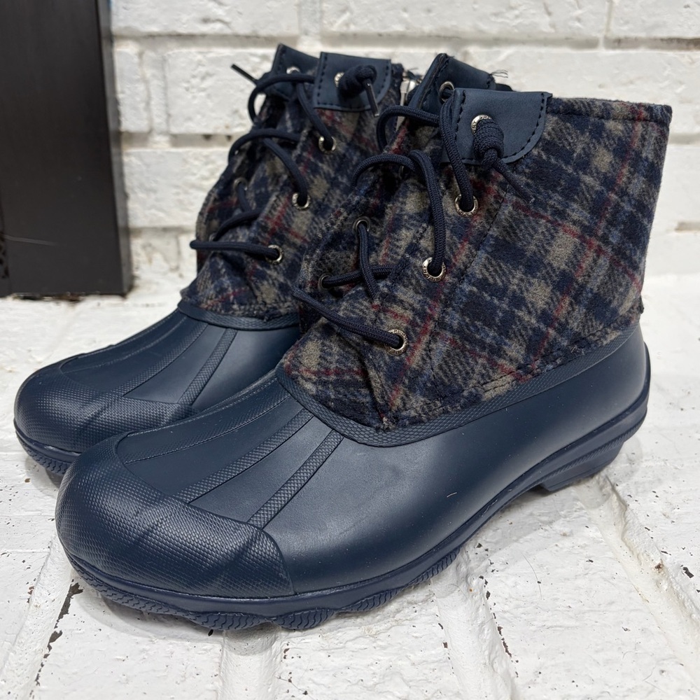 Sperry Navy Plaid Duck Boots - Picture 2 of 5